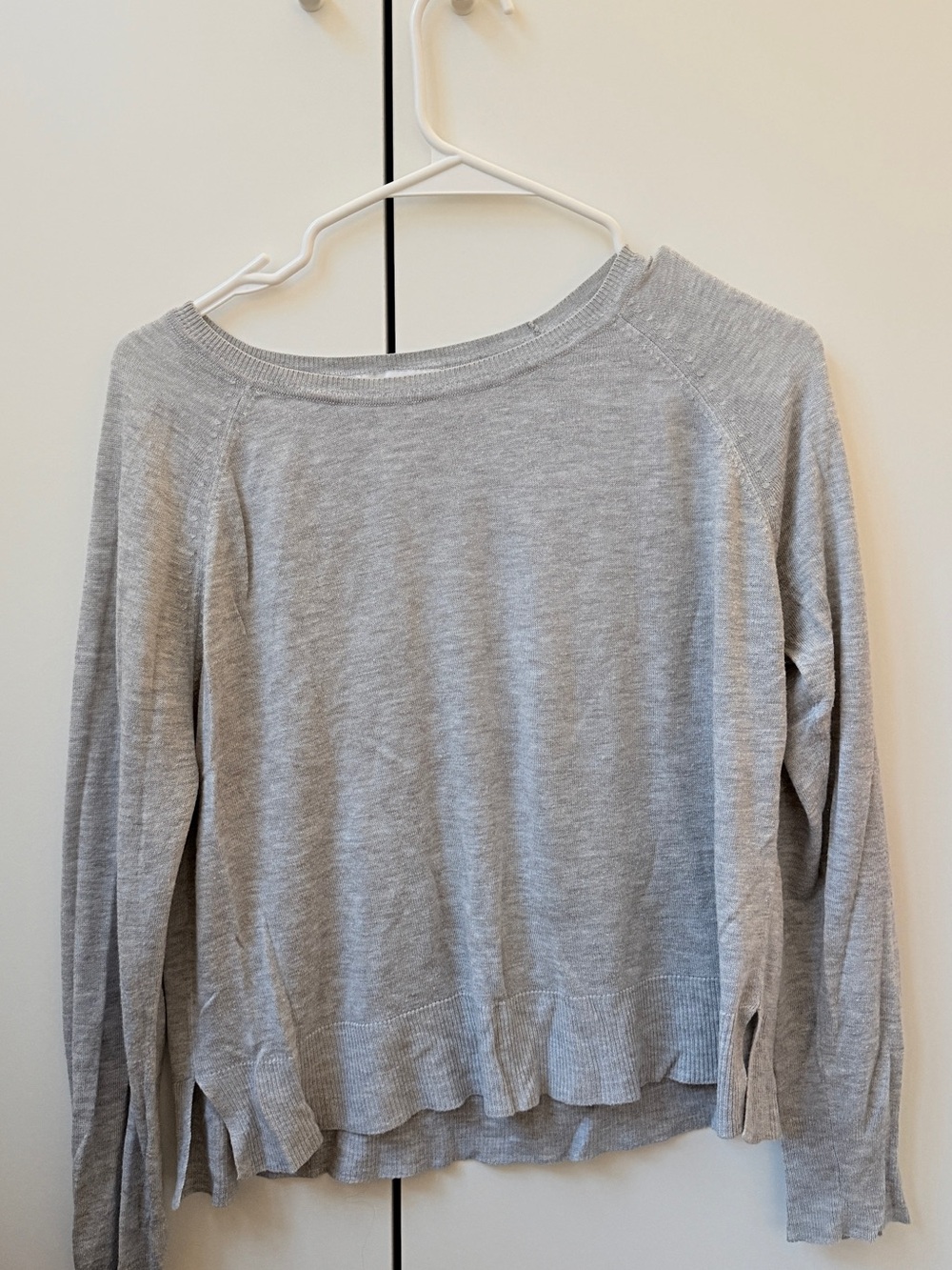 Zara Light Gray Rayon Blend Long Sleeve Sweater